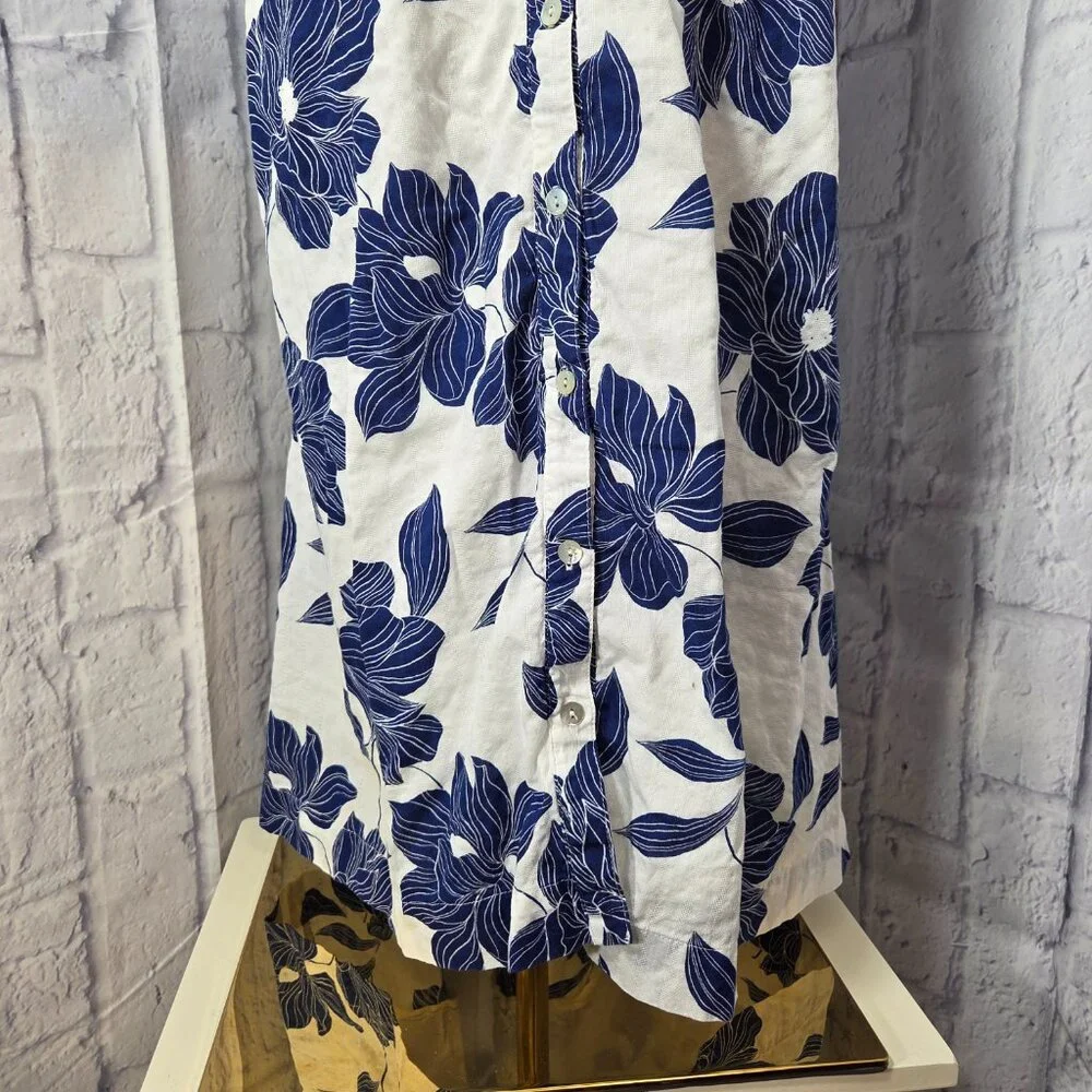 Draper James Extra Large Blue White Floral Cotton Sleeveless Summer Midi Dress - Picture 4 of 11